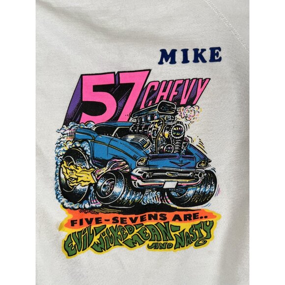 Vintage 57 Bel Air Hot Rod Sweatshirt SIze Medium Evil Wicked Mean Nasty Car 70s - Picture 2 of 12